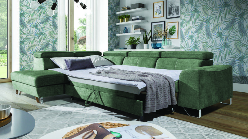 Asti nagy sarokkanapé ágynak nyitva