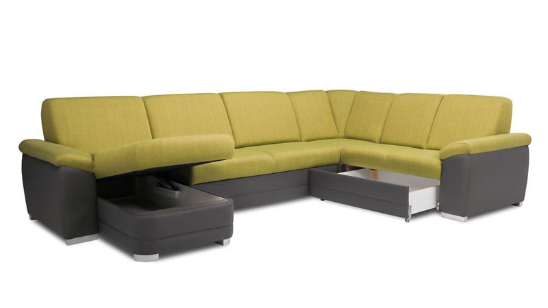 Barello U sarokkanapé dupla ágyneműtartóval