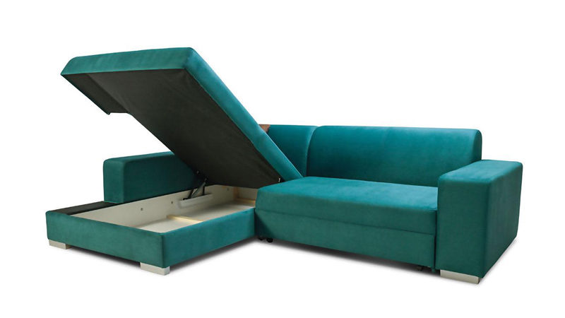 Como sarokkanapé felnyitható ágyneműtartóval