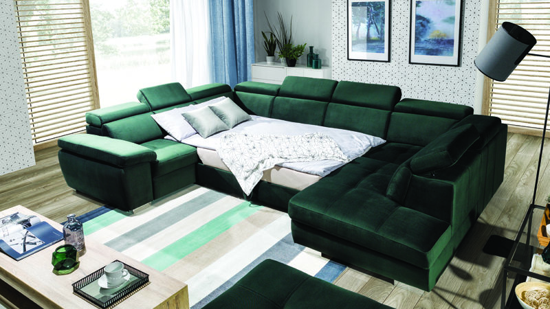 Rosso U kanapé ágynak nyitva