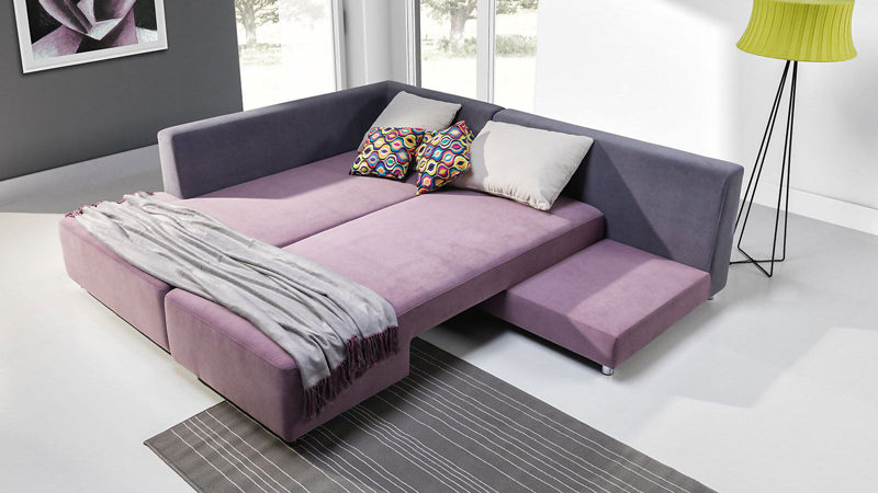 Split sarokkanapé ágynak nyitva